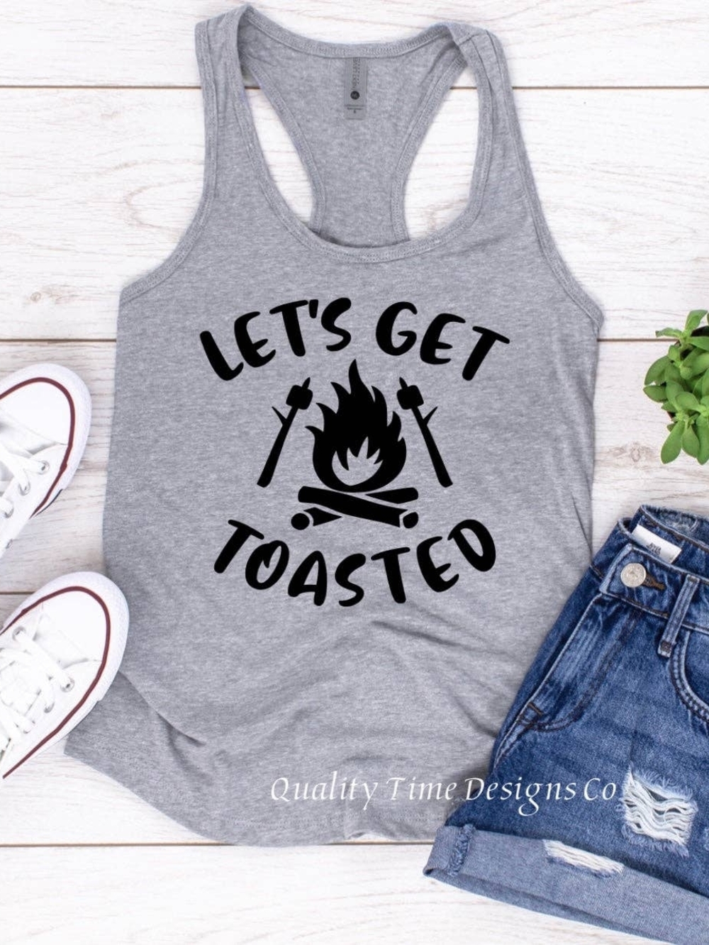 Let's Get Toasted Grey Racerback Tank Top